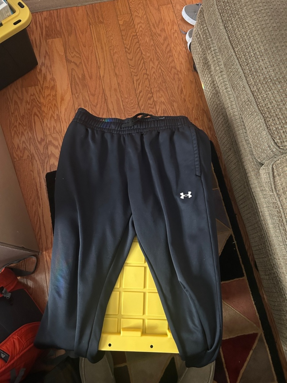 Under Armour Black Track Pants with White Logo